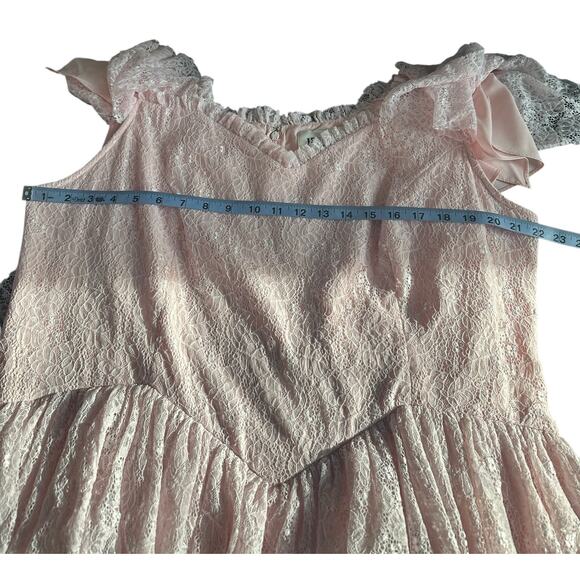 JessaKae Pink Elegant Dainty Delicate Coquette Giupure Lace Mia Midi Dress - Picture 10 of 13